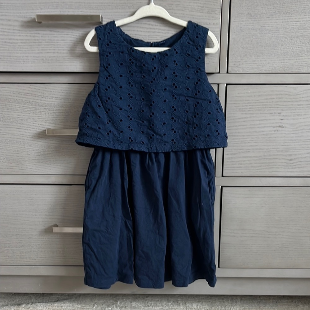 Uniqlo Navy Blue Eyelet Sleeveless Kids Dress Size 5-6